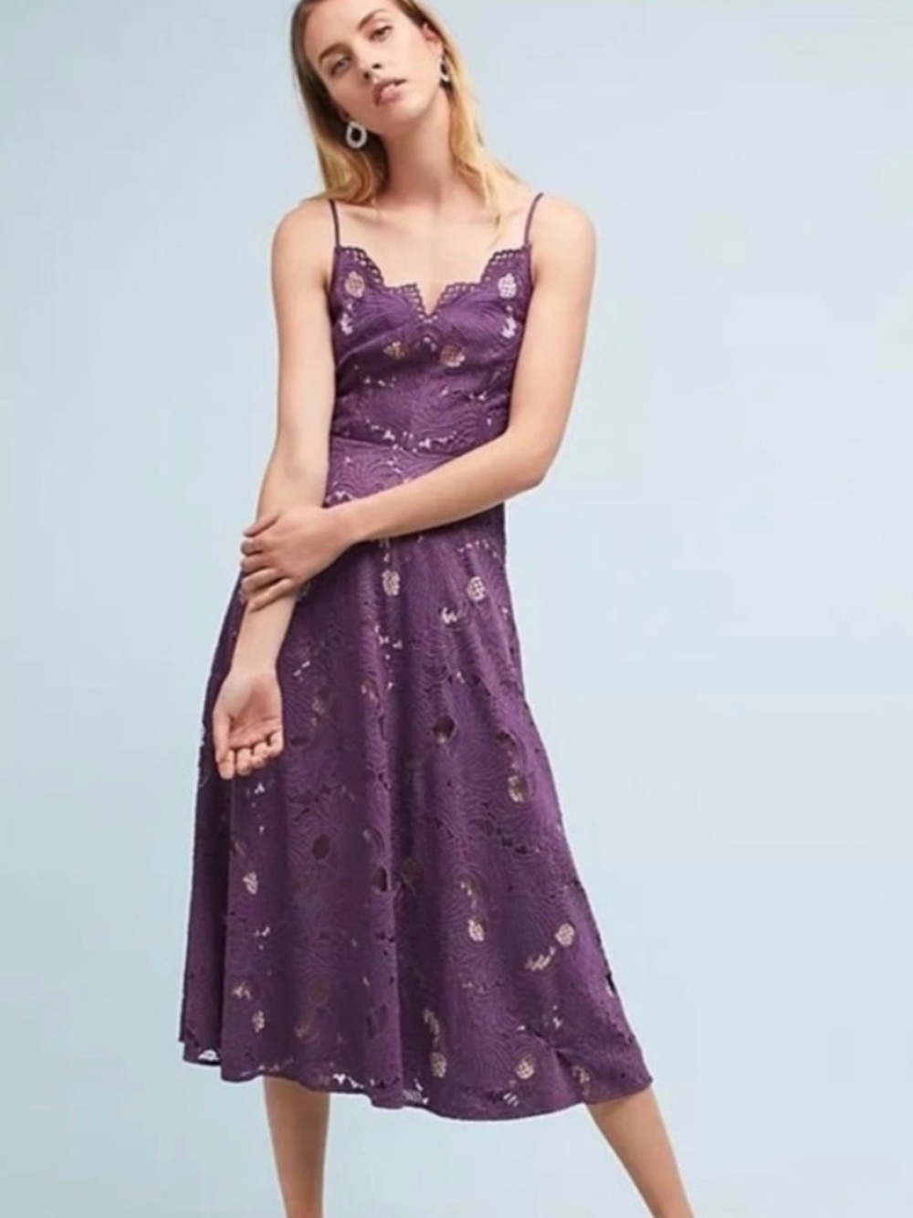 Anthropologie Moulinette Soeurs Purple Lace Midi Dress! Size 0